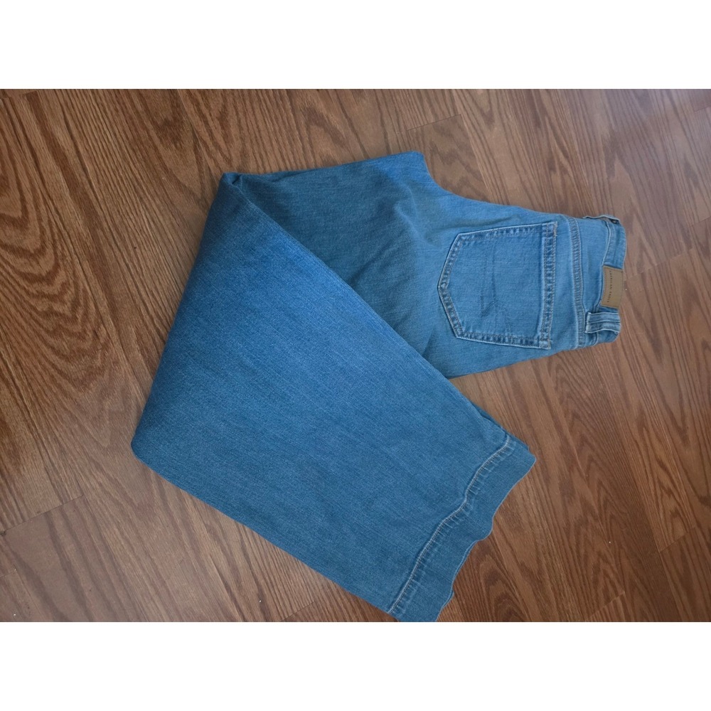 American Eagle Womens High Waisted Wide Leg Cargo Jeans Medium Wash Stretch 00